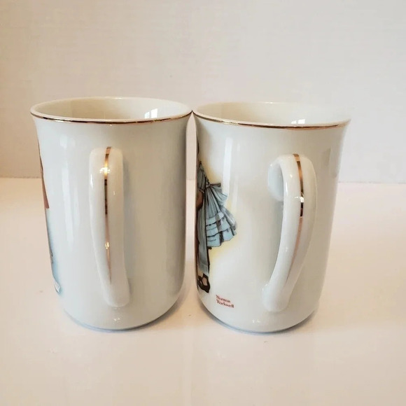 Vintage Norman Rockwell set of  2 Coffee Cups. - Picture 4 of 12